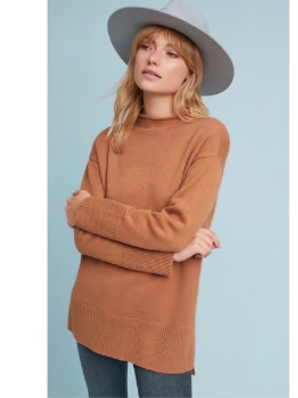 Moth Anthropologie sweater Everyday Crewneck Sweater in Camel